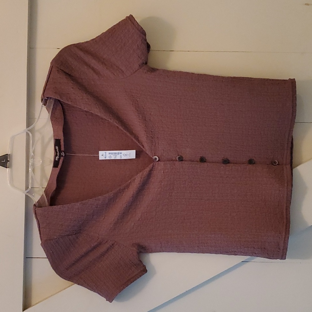 Madewell cap sleeve popcorn cardigan fig color xs NWT